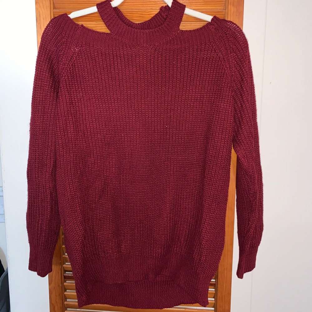 Off the shoulder halter sweater